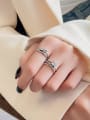 thumb 925 Sterling Silver Cubic Zirconia Iregular Lines Cross Vintage Stackable Ring 1