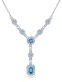 thumb 925 Sterling Silver Swiss Blue Topaz Geometric Luxury Necklace 0