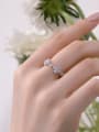 thumb 925 Sterling Silver Cubic Zirconia Clover Dainty Band Ring 1