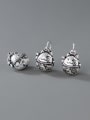 thumb S925 Silver Electroplating Matte Seed Lucky Cat Pendant 0