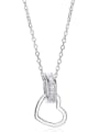 thumb 925 Sterling Silver Cubic Zirconia White Heart Minimalist Necklace 3