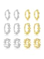 thumb 925 Sterling Silver Cubic Zirconia Geometric Minimalist Huggie Earring 0