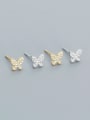 thumb 925 Sterling Silver Cubic Zirconia Butterfly Minimalist Stud Earring 0
