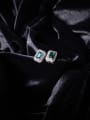 thumb 925 Sterling Silver Cubic Zirconia Green Rectangle Dainty Stud Earring 2