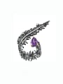 thumb 925 Sterling Silver Amethyst Leaf Hip Hop Band Ring 2