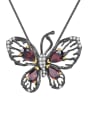 thumb 925 Sterling Silver Garnet  Vintage Butterfly Pendant Necklace 3