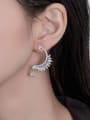 thumb 925 Sterling Silver Cubic Zirconia Feather Dainty Stud Earring 1