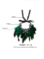 thumb Glass Stone Feather Hand-Woven  Statement Bib Necklace 1