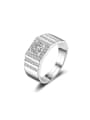 thumb 925 Sterling Silver Cubic Zirconia Geometric Dainty Men Band Ring 0