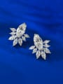 thumb 925 Sterling Silver Cubic Zirconia Flower Luxury Cluster Earring 1