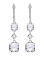 thumb 925 Sterling Silver Cubic Zirconia Geometric Tessel Statement Cluster Earring 0