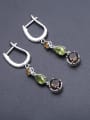 thumb 925 Sterling Silver Natural Stone Geometric Luxury Drop Earring 2