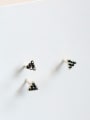 thumb 925 Sterling Silver Cubic Zirconia Black Triangle Dainty Stud Earring 0