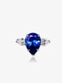 thumb 925 Sterling Silver High Carbon Diamond Blue Water Drop Luxury Band Ring 0