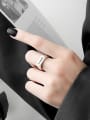 thumb 925 Sterling Silver Geometric Letter Minimalist Band Ring 1