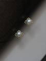 thumb 925 Sterling Silver Imitation Pearl Flower Dainty Stud Earring 0