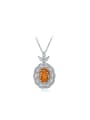 thumb 925 Sterling Silver High Carbon Diamond Orange Geometric Luxury Necklace 0