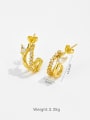thumb Brass Cubic Zirconia Geometric Minimalist Cluster Earring 2