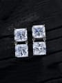 thumb 925 Sterling Silver High Carbon Diamond Square Luxury Cluster Earring 1