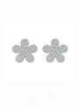 thumb 925 Sterling Silver Cubic Zirconia Flower Luxury Cluster Earring 3
