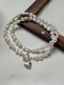 thumb 925 Sterling Silver Freshwater Pearl Heart Minimalist Beaded Necklace 0