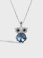 thumb 925 Sterling Silver Crystal Owl Minimalist Necklace 2