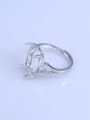 thumb 925 Sterling Silver 18K White Gold Plated Geometric Ring Setting Stone size: 10*12 12*16 13*18MM 1