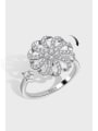 thumb 925 Sterling Silver Cubic Zirconia Rotate Flower Hip Hop Band Ring 0