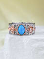 thumb 925 Sterling Silver Opal Geometric Vintage Band Ring 0