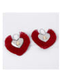 thumb Alloy Cotton Rope Heart Tassel Bohemia Hand-Woven Earring 0