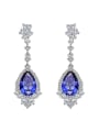 thumb 925 Sterling Silver High Carbon Diamond Water Drop Luxury Cluster Earring 3