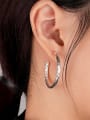thumb 925 Sterling Silver Geometric Minimalist Hoop Earring 1