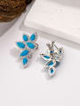 thumb 925 Sterling Silver Turquoise Leaf Vintage Stud Earring 1