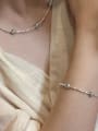 thumb 925 Sterling Silver Freshwater Pearl Geometric Dainty Beaded Necklace 1