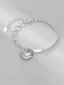 thumb 925 Sterling Silver Heart Minimalist Asymmetric chain  Link Bracelet 2