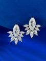 thumb 925 Sterling Silver Cubic Zirconia Flower Luxury Cluster Earring 0