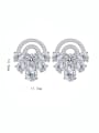 thumb 925 Sterling Silver Cubic Zirconia Flower Luxury Cluster Earring 1