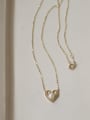 thumb 925 Sterling Silver Imitation Pearl Heart Dainty Necklace 0