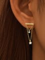 thumb 925 Sterling Silver Cubic Zirconia Geometric Tassel Minimalist Drop Earring 1
