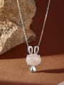 thumb 925 Sterling Silver Jade Rabbit Cute Necklace 3