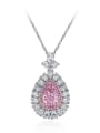 thumb 925 Sterling Silver High Carbon Diamond Pink Water Drop Luxury Necklace 0
