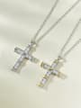 thumb 925 Sterling Silver Cubic Zirconia Cross Vintage Regligious Necklace 0