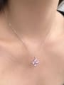 thumb 925 Sterling Silver Cubic Zirconia Clover Dainty Necklace 1