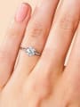 thumb 925 Sterling Silver Moissanite Geometric Dainty Engagement Ring 1