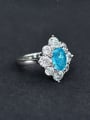 thumb 925 Sterling Silver High Carbon Diamond Blue Flower Dainty Band Ring 1
