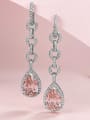 thumb 925 Sterling Silver High Carbon Diamond Pear Shaped Luxury Cluster Earring 1