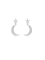 thumb 925 Sterling Silver Cubic Zirconia Moon Minimalist Stud Earring 0
