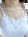 thumb 925 Sterling Silver Geometric Minimalist Asymmetrical Hollow Chain Necklace 1