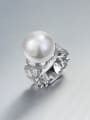 thumb 925 Sterling Silver Cubic Zirconia Crown Luxury Pearl  Band Ring 0
