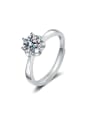 thumb 925 Sterling Silver Moissanite Flower Dainty Band Ring 0